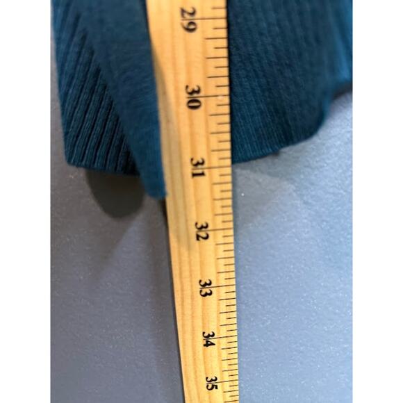 Cable & Gauge Sweater Women's Size 2X Wide Button Up Turtleneck Blue Office Wear - Picture 9 of 9